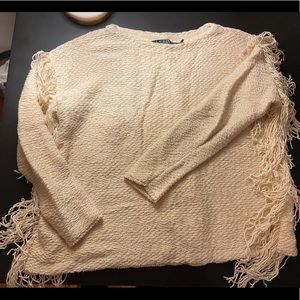 Ralph Lauren Cream long sleeve fringe sweater